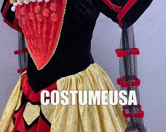 open lace back dress Adult Royal Red Queen Costume