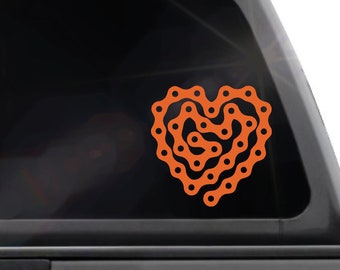 Bicycle Chain Heart vinyl sticker decal bike love mtb mountain bike bmx cycling