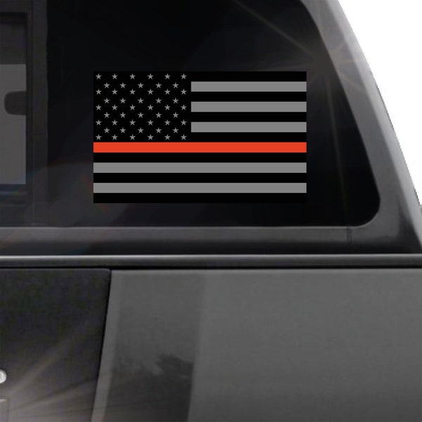 Thin Red Line subdued American Flag sticker decal Fire Department Hazmat Fireman