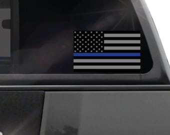Thin Blue Line American Flag sticker decal police law enforcement LE leo protect