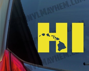 Hawaii HI Islands vinyl sticker decal Hawaiian Maui sea ocean 808 Kauai Kona