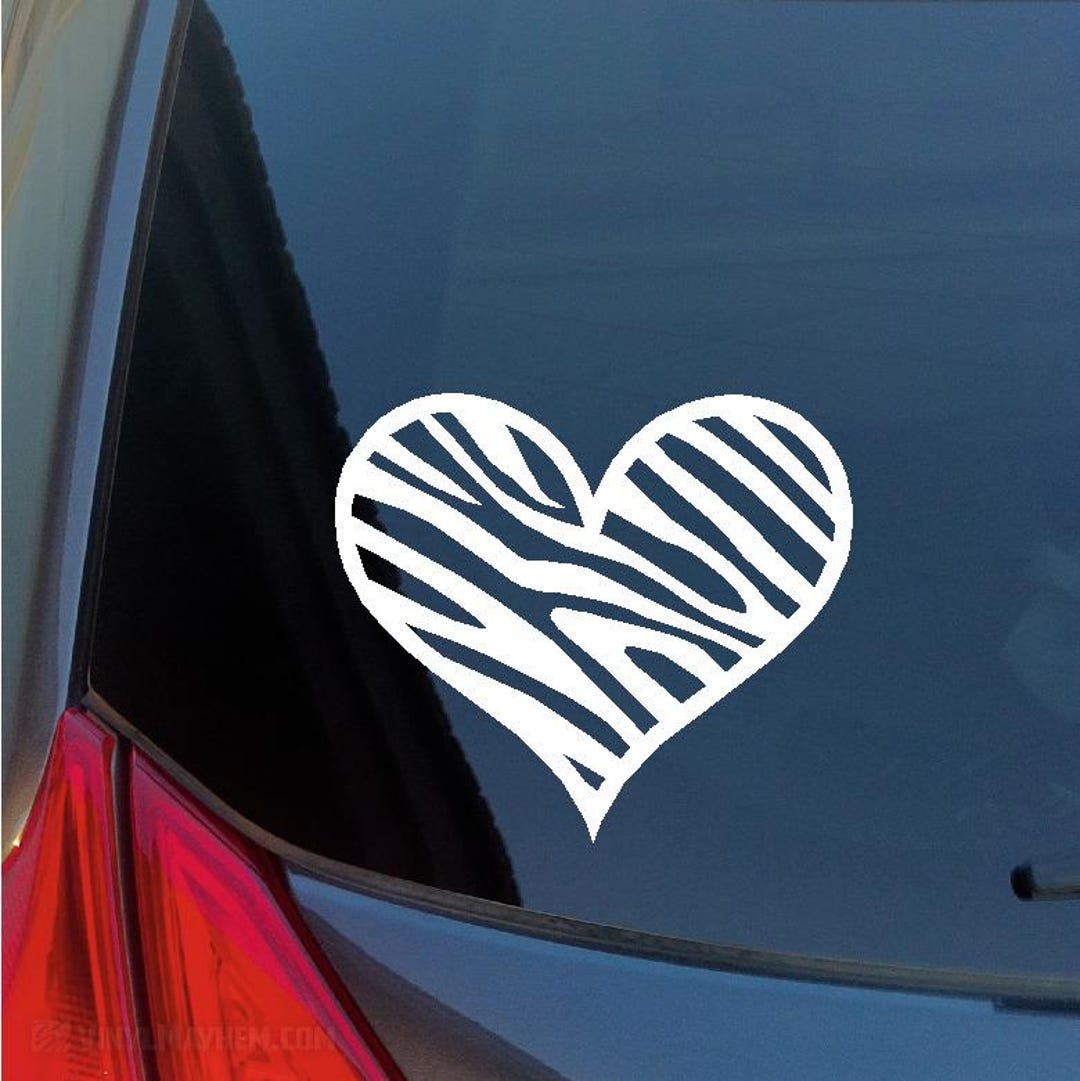 Heart Zebra Pattern Outline Vinyl Sticker - Etsy