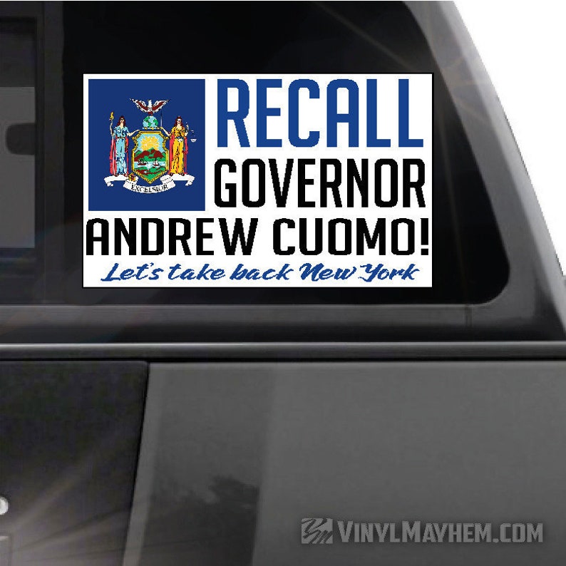 New York RECALL Governor Andrew Cuomo Idiot bumper window sticker decal NY crime lockdown tyranny