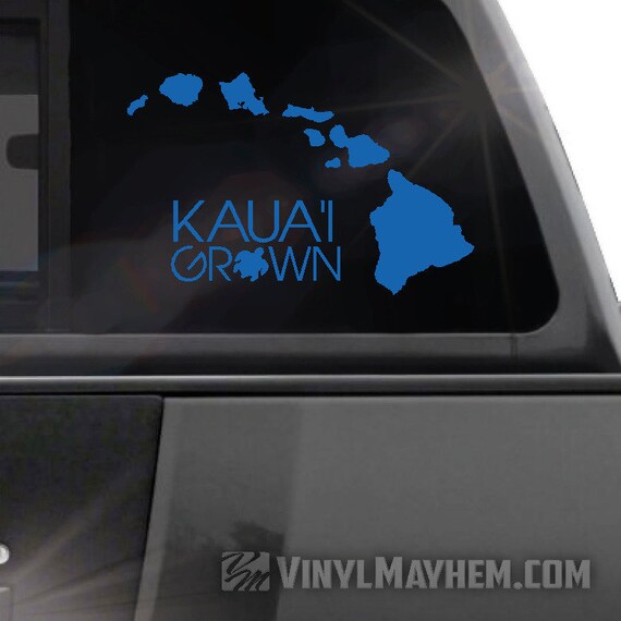 Kaua'i Grown with turtle vinyl sticker decal Hawaiian Skate Surf board  Hawaii Hilo Kona 808 Kauai Maui