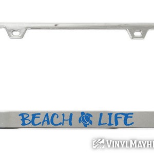 Beach Life with Turtle license plate frame