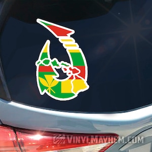 Hawaiian Kanaka Maoli fish hook sticker decal Hawaii native local 808 HI HNL Maui Kauai Kona Rasta Ohana