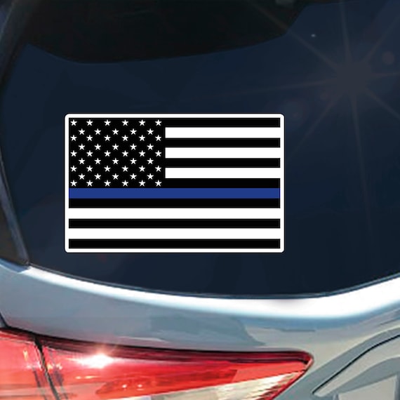 Thin Blue Line distressed American Flag sticker decal police law enforcement LE 