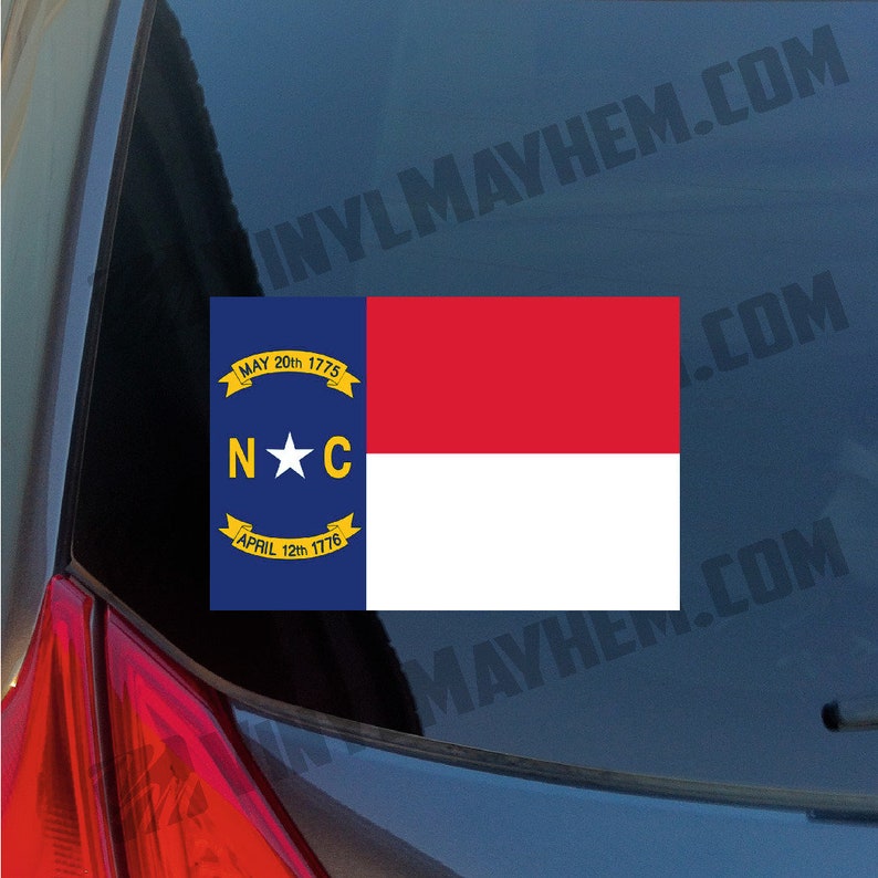 North Carolina State Flag bumper window sticker decal Raleigh Etsy