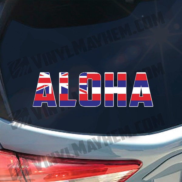 Aloha state flag text sticker decal text Hawaii native local 808 HI HNL Kona Maui