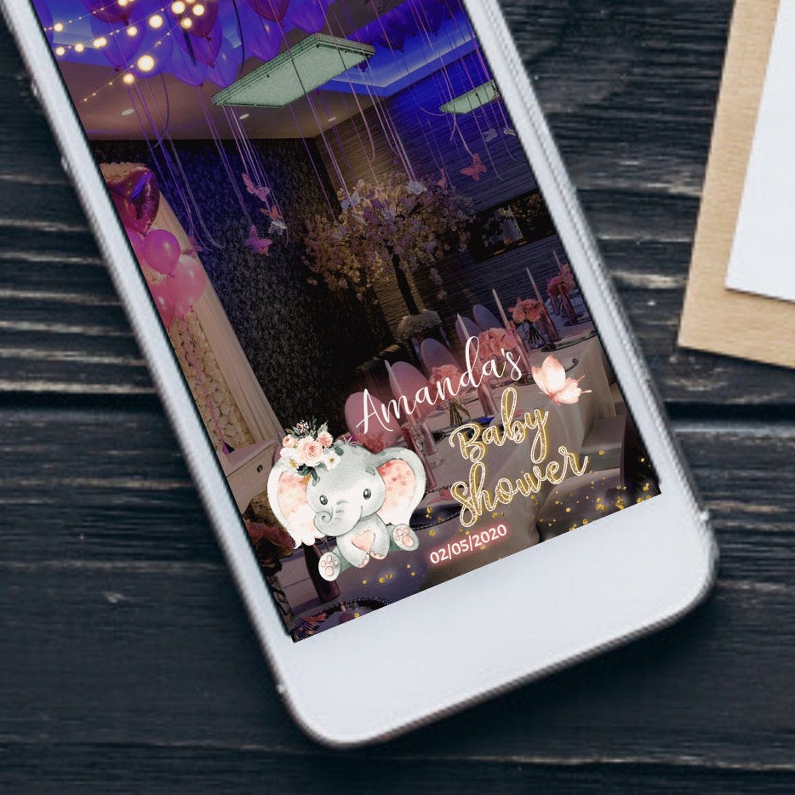 Elephant Baby Shower snapchat filter Custom Baby Shower Etsy