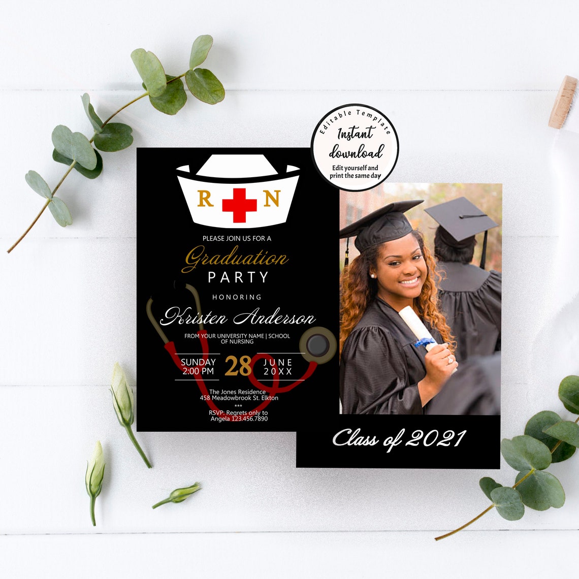 editable-nurse-graduation-invitation-template-rn-graduation-etsy