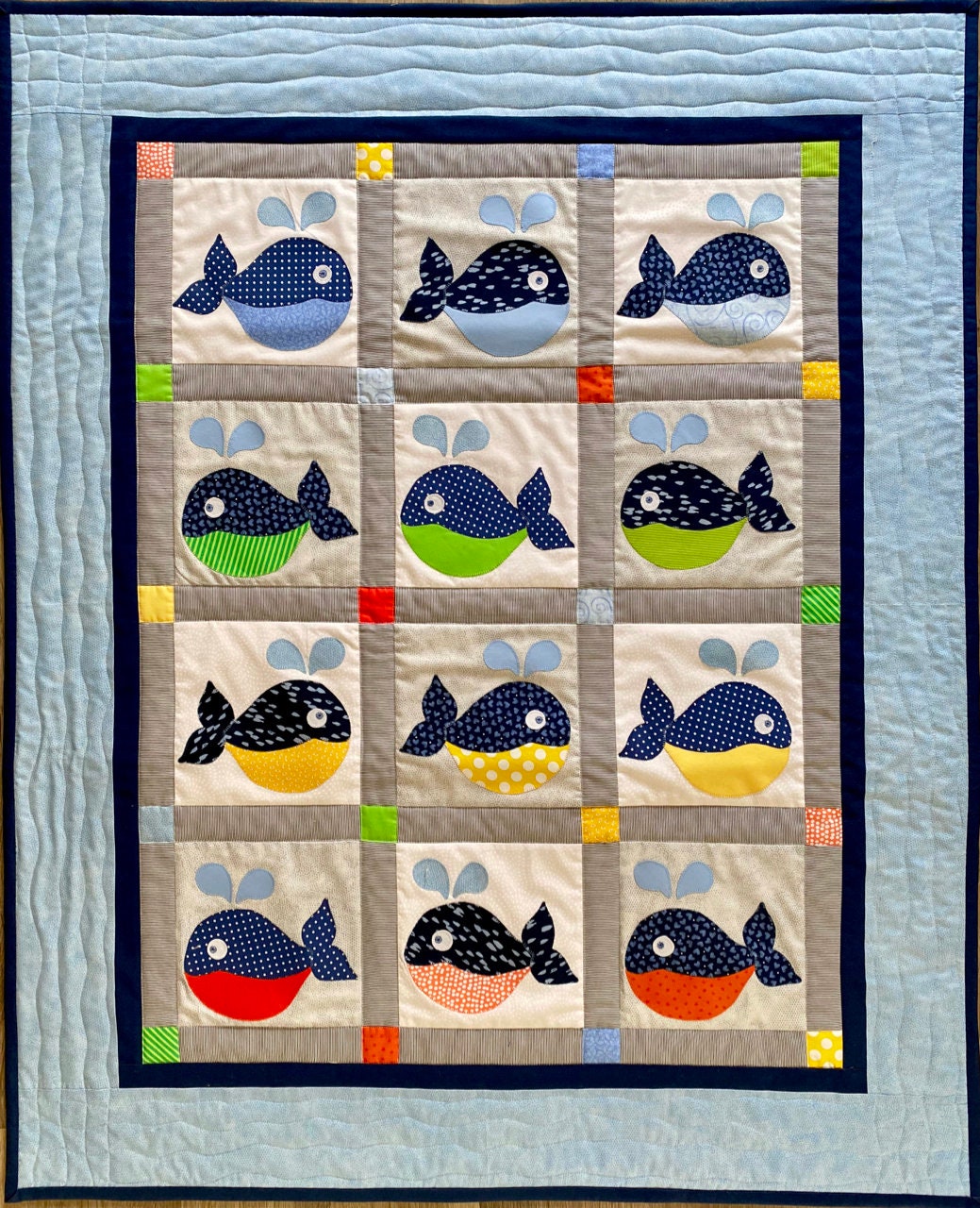 Whale Parade Children s Quilt Pattern pdf Etsy Canada