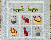 Baby Jungle Cot Quilt or Playmat Pattern pdf. Downloadable pattern for a quilt 30 quot square