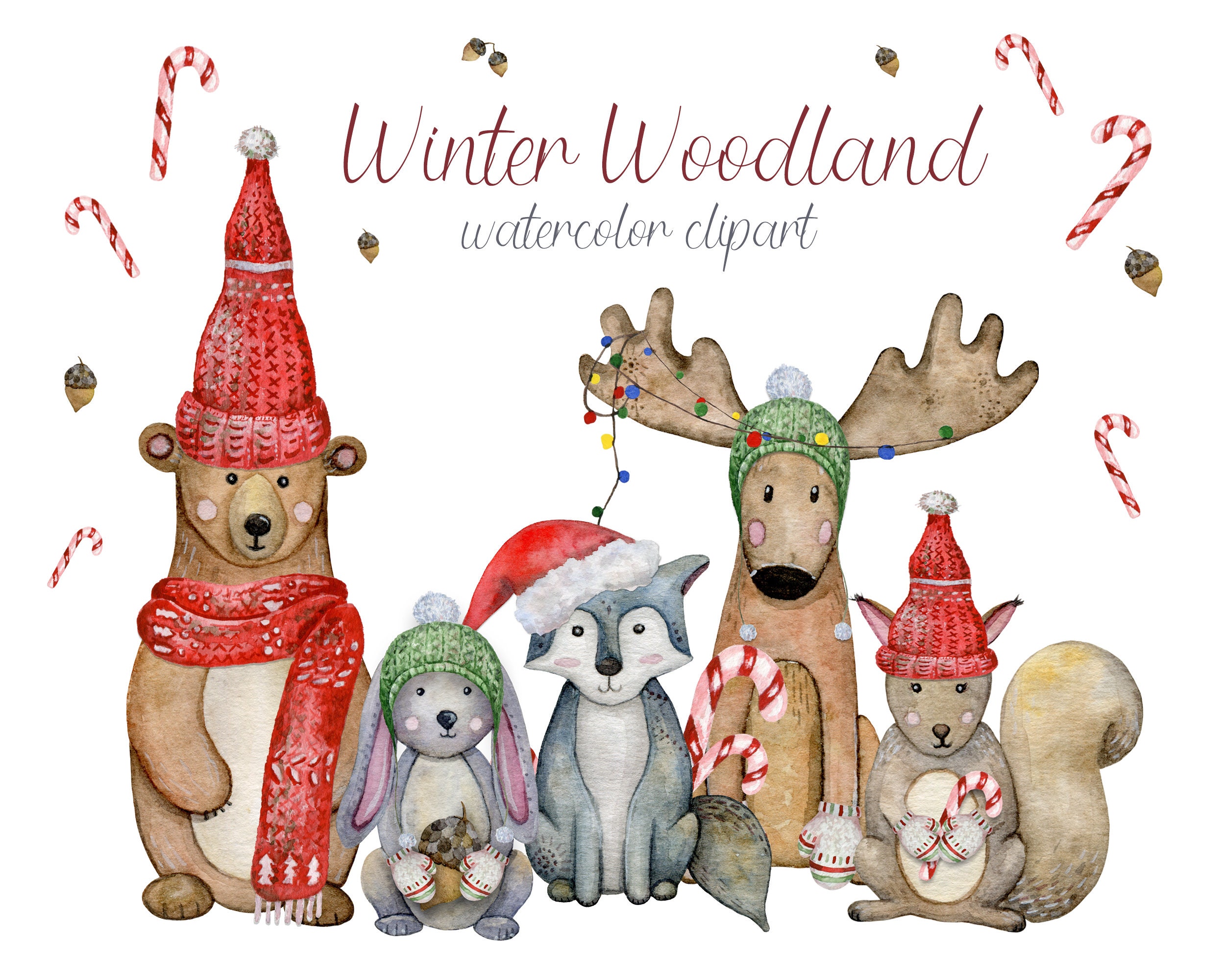 singing winter animals clipart