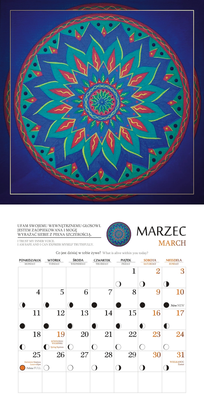 Mandala Calendar 2024, Wall Hanging 2024, Mandala Art, Wall Calendar ...