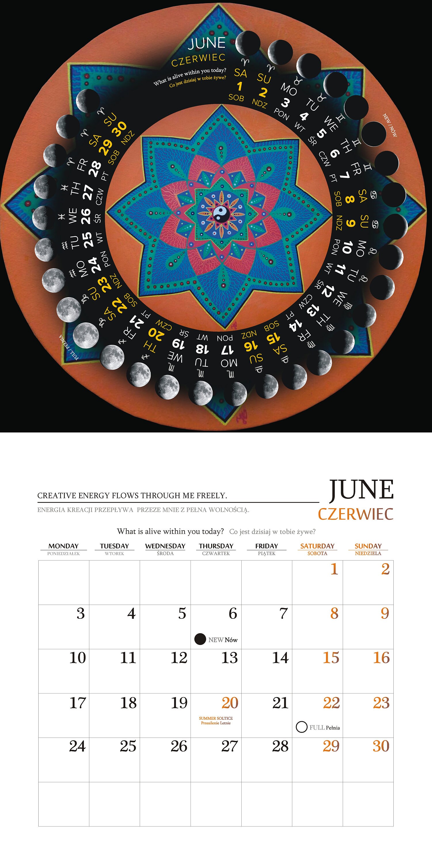 Lunar Mandala Calendar 2024, Calendar 2024, Astrology, Wall Hanging ...