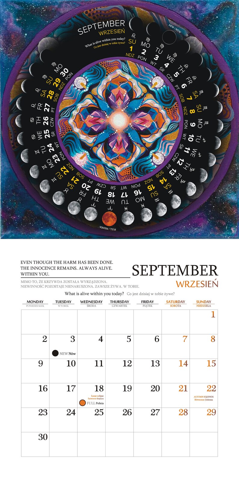 Lunar Mandala Calendar 2024, Calendar 2024, Astrology, Wall Hanging ...
