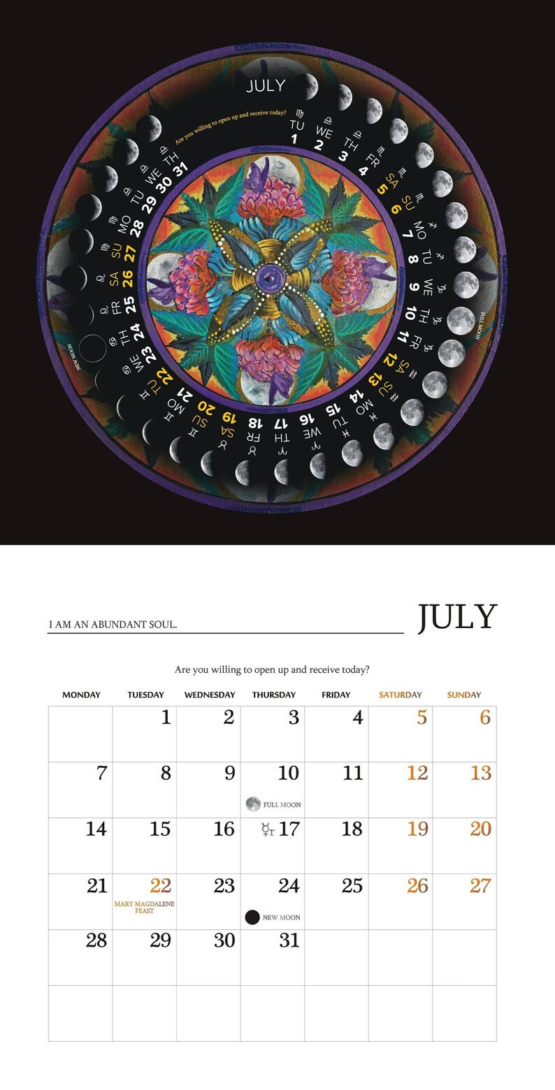 2025 Lunar Mandala Medicine Calendar Moon Phases, Astrology, and
