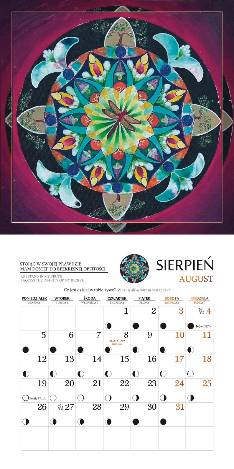 Mandala Calendar 2024, Wall Hanging 2024, Mandala Art, Wall Calendar ...