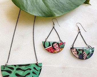 Matisse Inspired Earrings and Necklace Set, Modern Art, Art Jewelry, Expressionism, Art Lovers, Matisse Painting, Gift for Artists