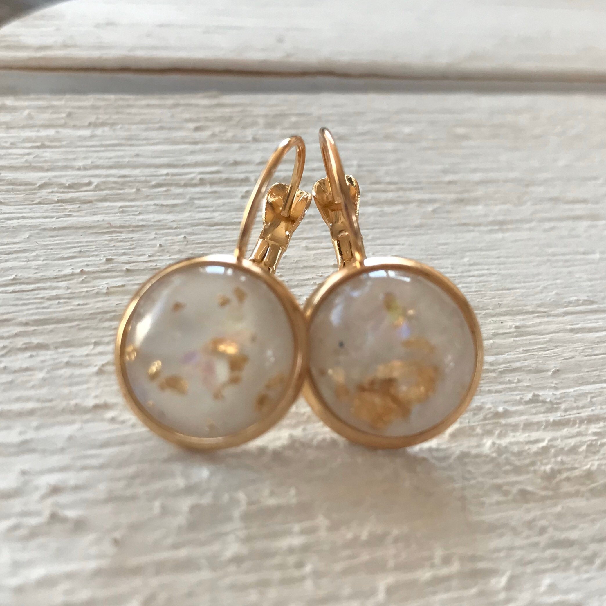 Clasp Earrings Gold Stainless Steel 12 Mm in Diameter Resin Etsy UK