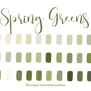 Spring Greens Procreate Colour Palette / Summer spring Color Palette / Procreate Digital Colour Palette - 30 Swatches / branding colours