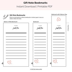 Gift Note Bookmarks Printable image 1