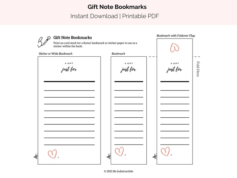 Gift Note Bookmarks Printable image 1