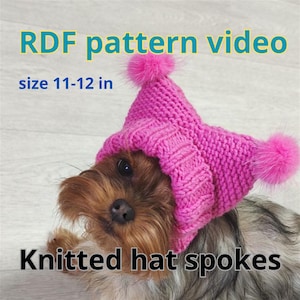 Patrón de gorro con pompón para perro, PDF Gorro de punto para perro, Gorro con patrón para perro, Gorro con cubre orejas para perro, Patrón de tejido para gorro para perro