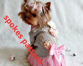 Knitting dress dog pattern , sewing pattern PDF, knit dog sweater pattern, knit dog clothes pattern, pattern Dog Sweater