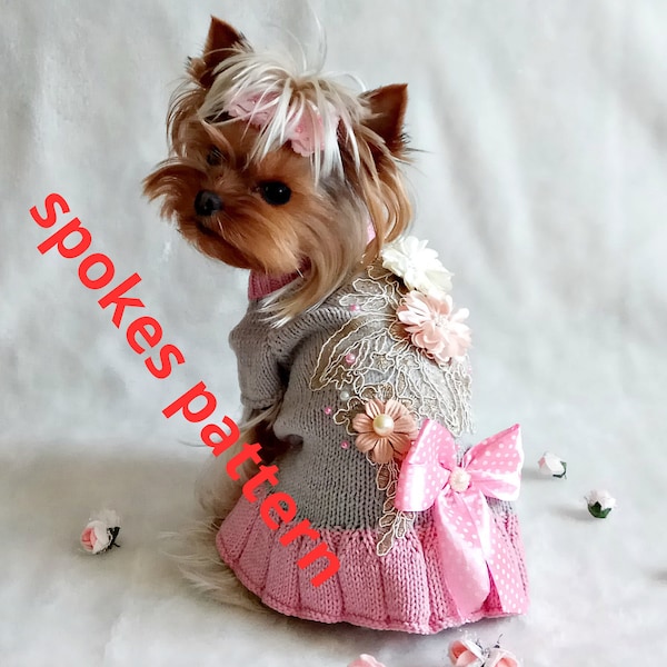 Knitting dress dog pattern , sewing pattern PDF, knit dog sweater pattern, knit dog clothes pattern, pattern Dog Sweater