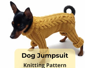 PDF Dog Jumpsuit Knitting Pattern for Small Dogs, Knit Dog Onesie, Dog Clothes Pattern, Needles Pattern