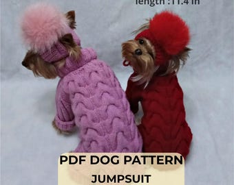 Patrón de tejido de mono para perro en PDF con videotutoriales, patrón de tejido de mono de nivel intermedio para perros pequeños.