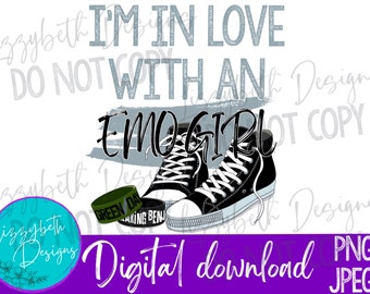Emo Girl PNG Sublimation Design, I'm in Love With an Emo Girl
