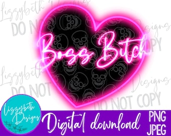 Emo Neon Boss Bitch PNG Sublimeringsdesign