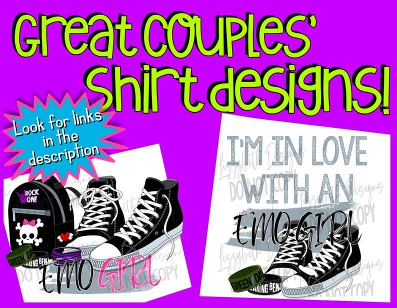 May include: Two pairs of black high-top sneakers with white soles and laces. One pair has a skull and crossbones backpack and the text "Rock On!" The other pair has the text "I'm in love with an emo girl". Both pairs have green wristbands with the text "Green Day" and "Making  Memories".