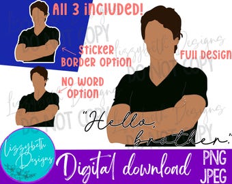 Hello Brother TVD PNG Sublimation Design, Damon Salvatore