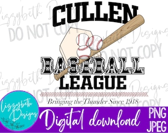 Cullen Baseball Twilight PNG Sublimation Design
