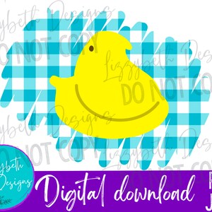 Marshmallow Chick Easter PNG Sublimation Design, Yellow/Blue