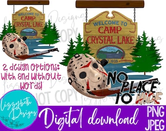 Jason Vorhees Camp Crystal Lake PNG Sublimation Design