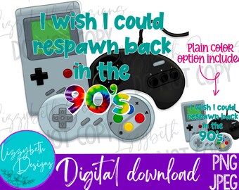90s Retro Video Game PNG Sublimation Design