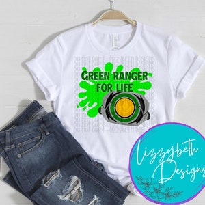 Green 90s Power Ranger PNG Sublimation Design, Green Ranger for Life image 2