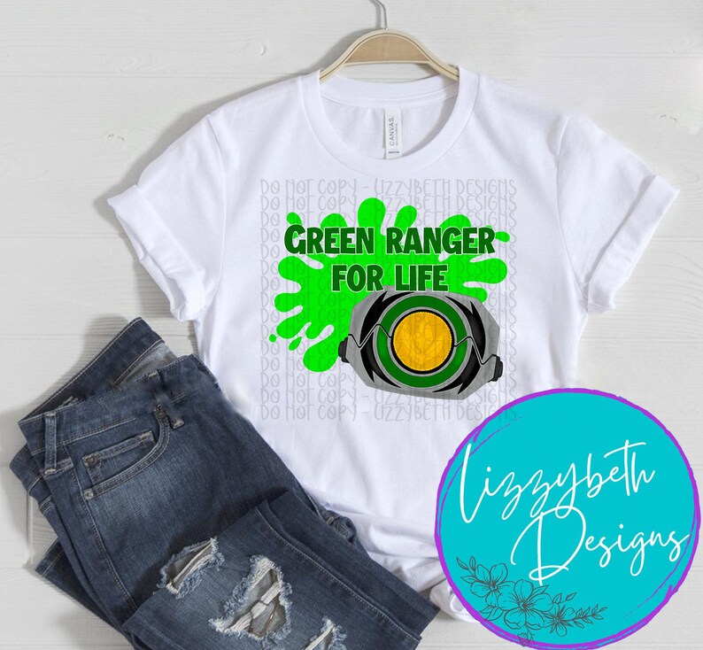 Green 90s Power Ranger PNG Sublimation Design, Green Ranger for Life image 2