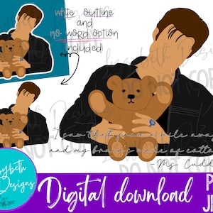 Damon and Ms. Cuddles TVD PNG Sublimation Design, Damon Salvatore