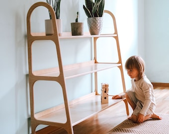 3 shelves Montessori Toddler Toy shelf, Display shelf, Custom Montessori furniture up to 47"/120cm