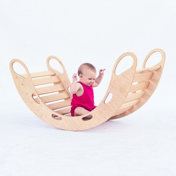 Toys Ride On & Rocking Toys Large wooden natural Rockerbalance board ...