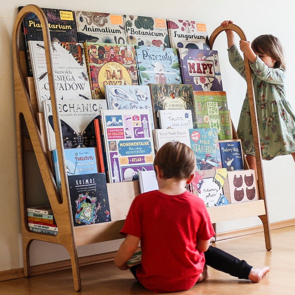 Voorzijde boekenplank, peuterplank, displayplank, aangepast Montessori-meubilair tot 47"/120cm