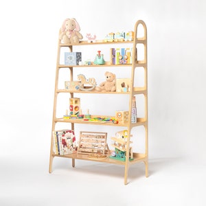 5 shelves Montessori furniture up to 47"/120cm, Montessori Toddler Toy shelf, Display shelf