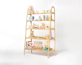 5 shelves Montessori furniture up to 47"/120cm, Montessori Toddler Toy shelf, Display shelf