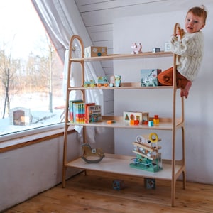 4 shelves Montessori furniture up to 47"/120cm, Montessori Toddler Toy shelf, Display shelf